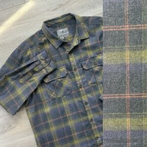 Royal Robbins Men's XL Lost Coast Flannel Fiddlehead Plaid Long Sleeve Hiking